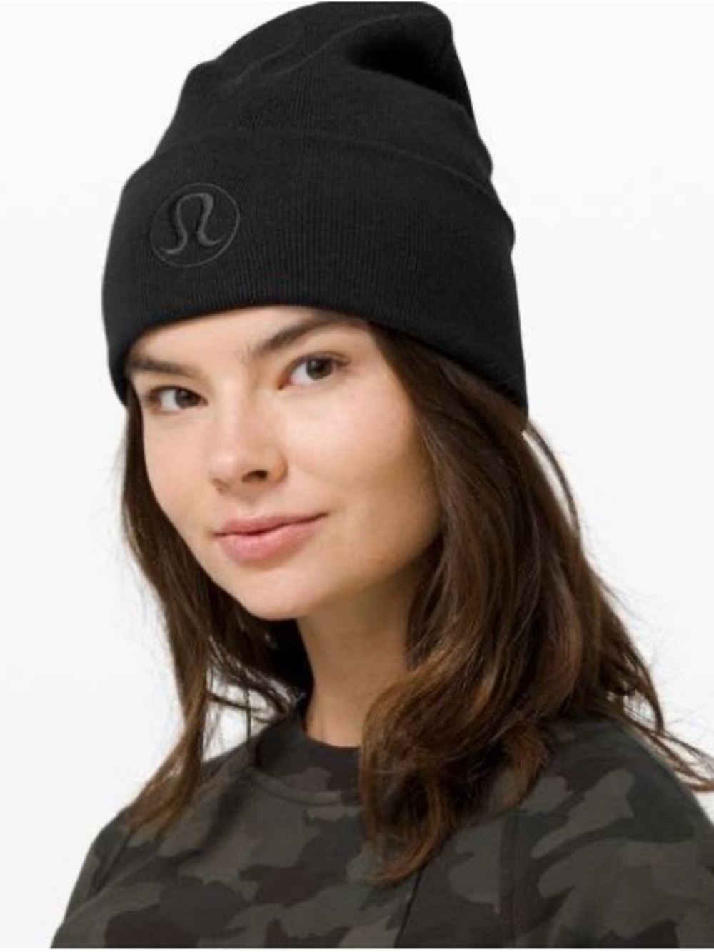 lululemon athletica Black Knit Logo Beanie